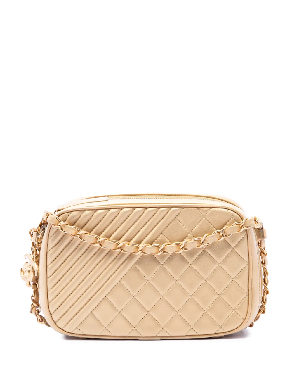 CHANEL Pre-Owned 2014-2015 Small Quilted Lambskin Coco Boy Camera Bag crossbody bag - Oro