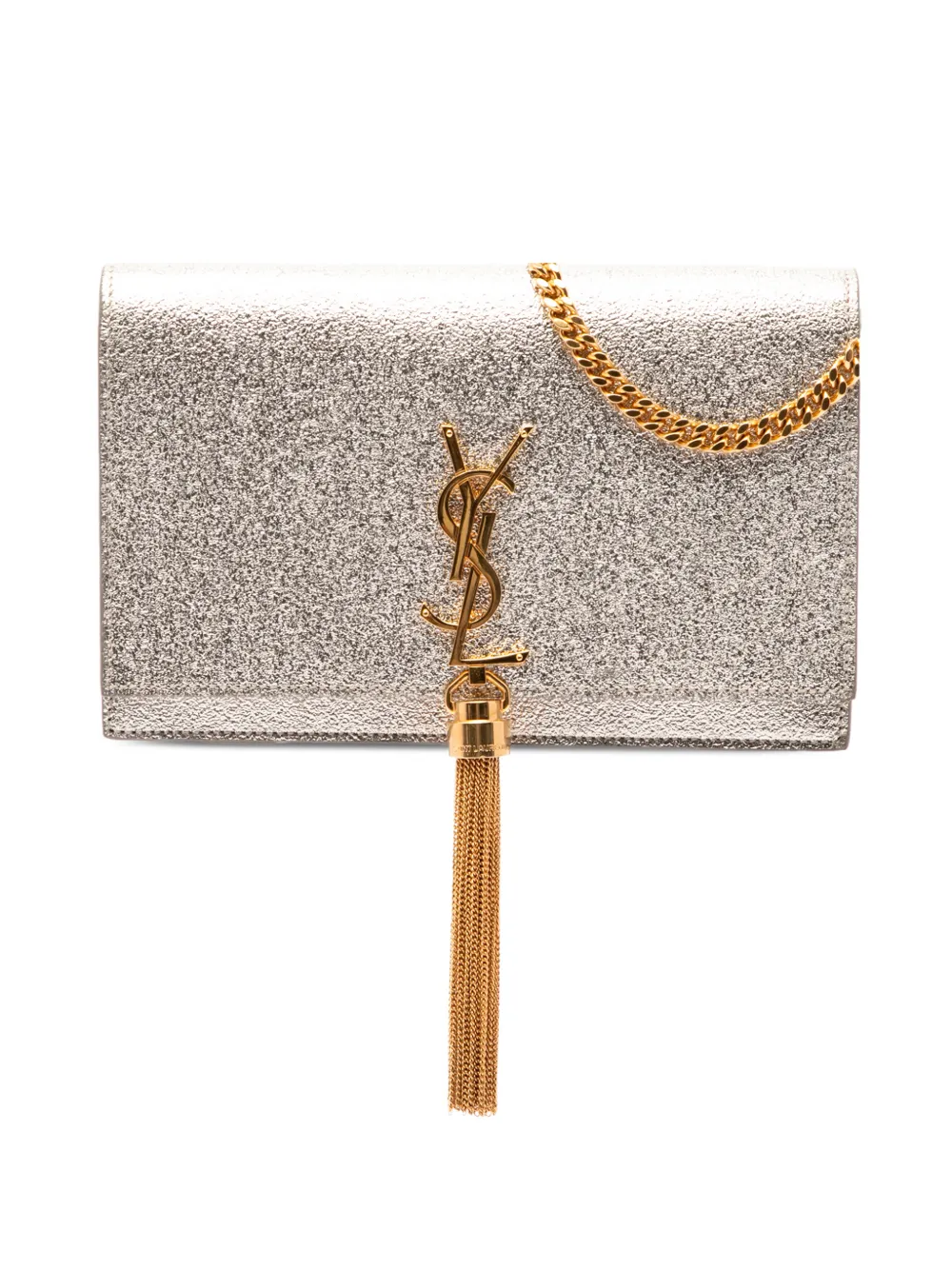 Saint Laurent Pre-Owned 2017 Metallic Calfskin Monogram Kate Tassel Wallet on Chain crossbody bag - Oro
