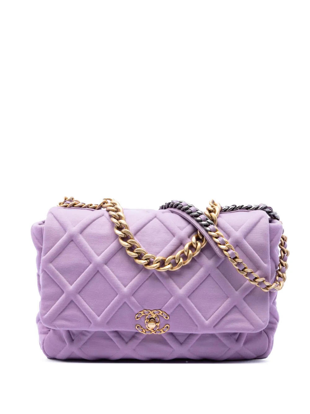 CHANEL Pre-Owned 2019 Large Jersey 19 Flap satchel - Viola