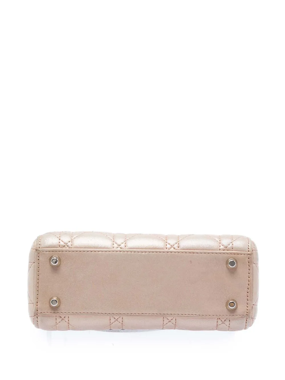 Dior Pre-owned 2015 Mini Iridescent Lambskin Cannage Lady Dior Satchel in Pink, view 4