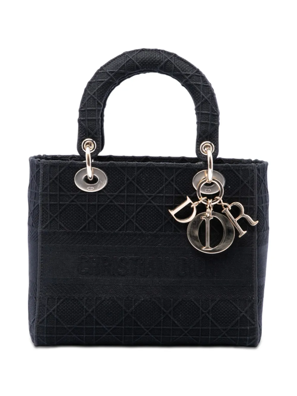 Christian Dior Pre-Owned 2019 Medium Embroidered Canvas Cannage Lady D Lite satchel - Schwarz