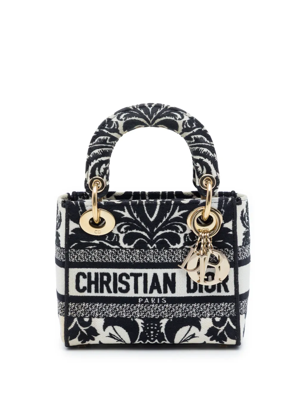 Christian Dior Pre-Owned 2022 Mini Embroidered Canvas Petites Fleurs Lady D Lite satchel - Nero