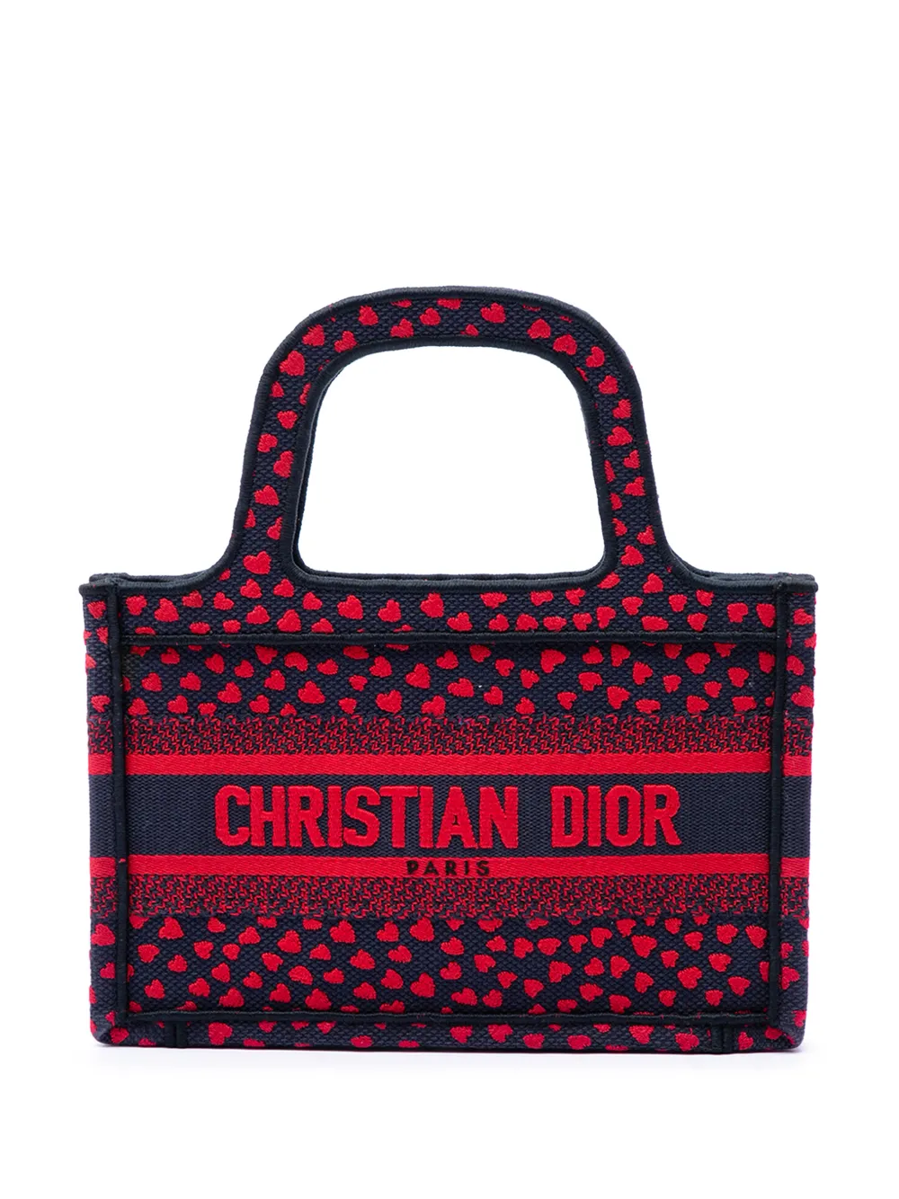 Christian Dior Pre-Owned 2021 Mini Embroidered Canvas Pop Heart I Love Paris Book Tote handbag - Nero