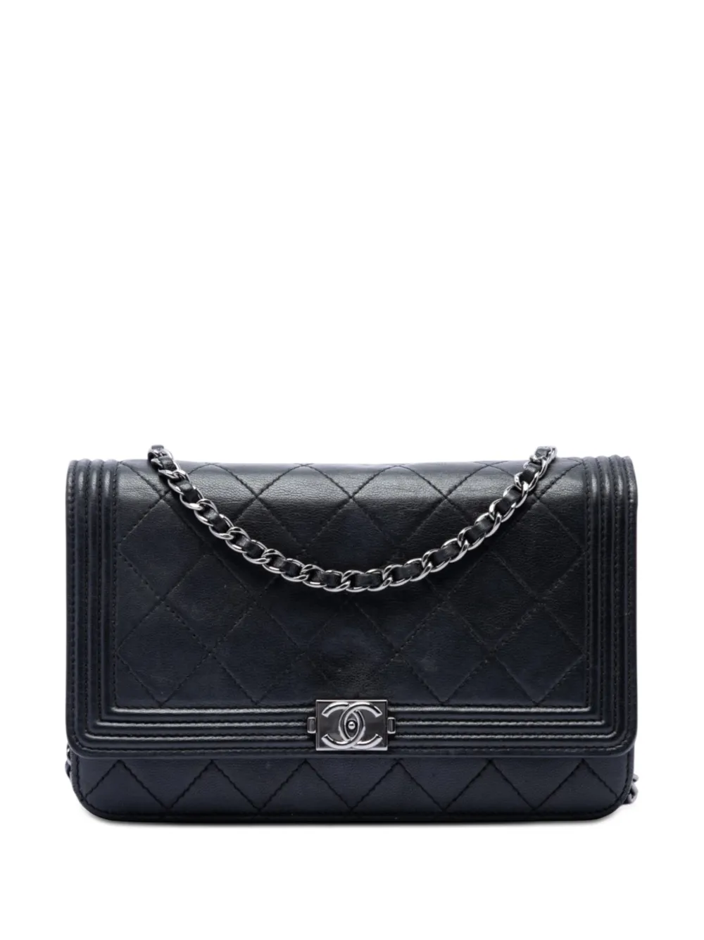 CHANEL Pre-Owned 2014-2015 Quilted Lambskin Boy Wallet On Chain crossbody bag - Nero