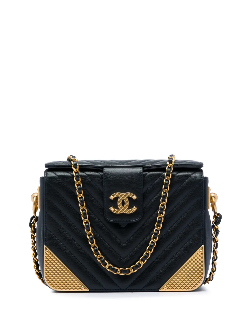 CHANEL Pre-Owned 2018 CC Chevron Calfskin Rock The Corners Minaudiere Bag crossbody bag - Nero