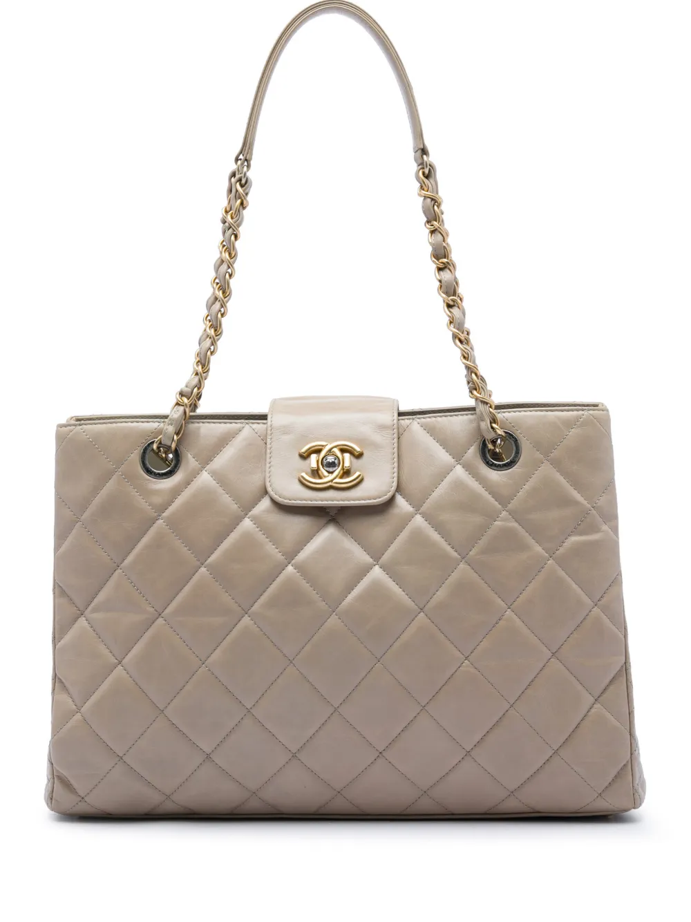 CHANEL Pre-Owned 2014-2015 Quilted Glazed Calfskin Daily Walk tote bag - Toni neutri