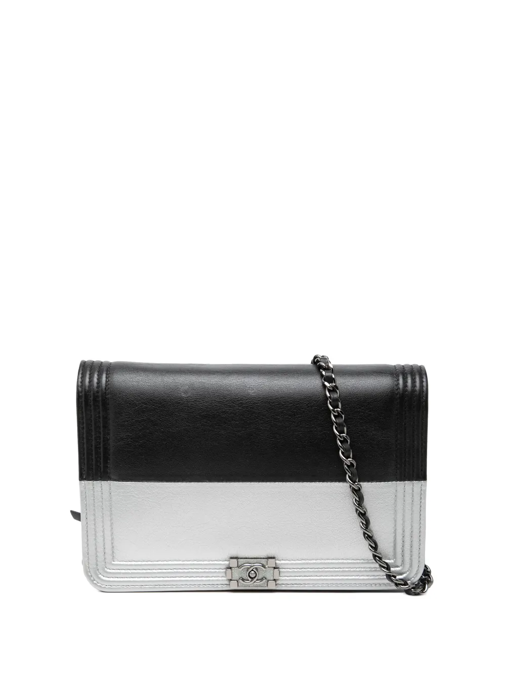 CHANEL Pre-Owned 2015-2016 Bicolor Calfskin Boy Wallet On Chain crossbody bag - Nero