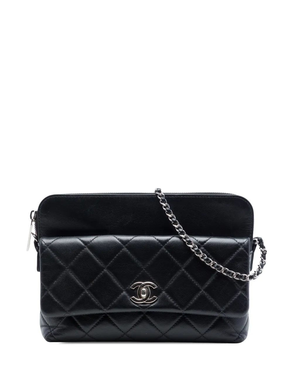 CHANEL Pre-Owned 2017-2018 CC Quilted Lambskin Front Flap crossbody bag - Nero