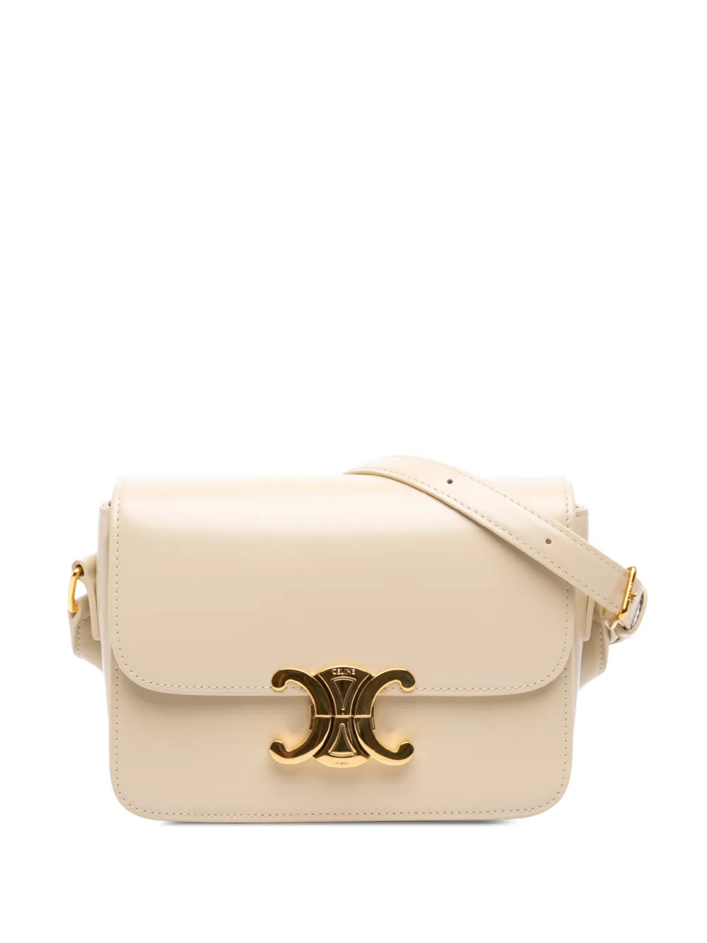 Celine Pre-Owned 2024 Teen Shiny Calfskin Triomphe crossbody bag - Braun