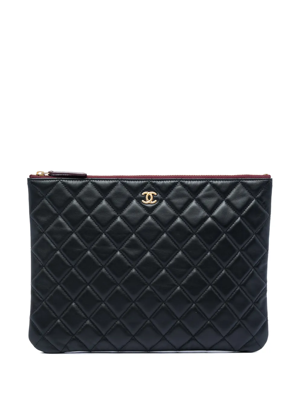 CHANEL Pre-Owned 2019 Medium Quilted Lambskin O Case clutch bag - Nero