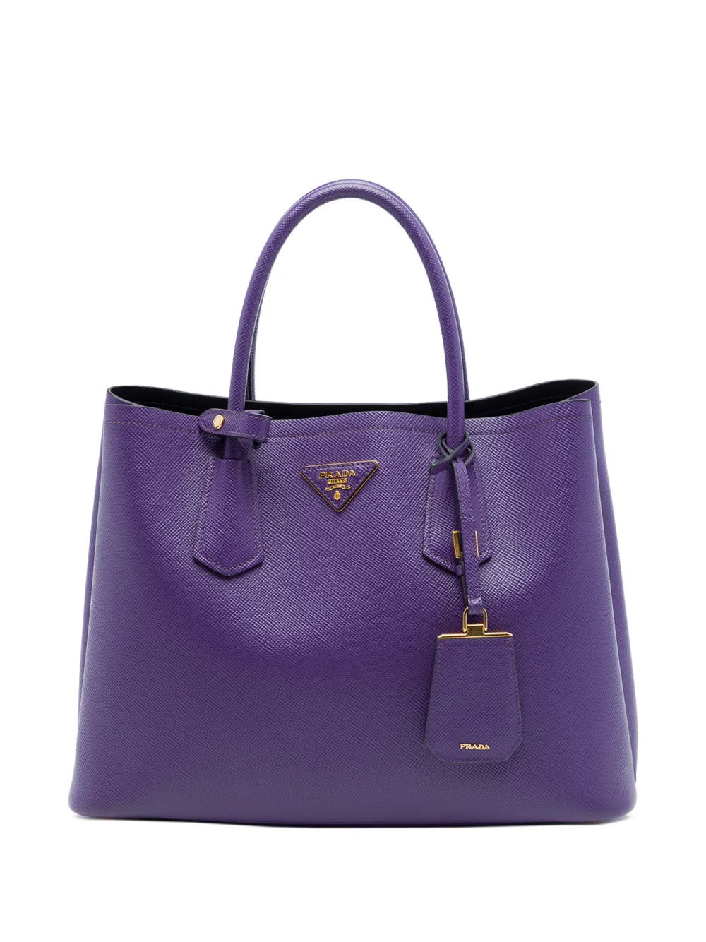 Prada Pre-Owned 2013-2026 Medium Saffiano Cuir Double satchel - Violett