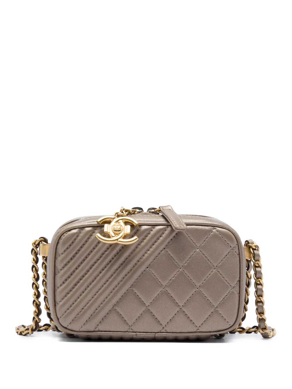 CHANEL Pre-Owned 2014-2015 Mini Quilted Lambskin Coco Boy Camera Bag crossbody bag - Oro