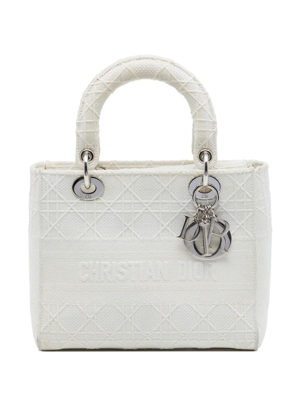 Christian Dior Pre-Owned 2020 Medium Embroidered Canvas Cannage Lady D Lite satchel - Weiß