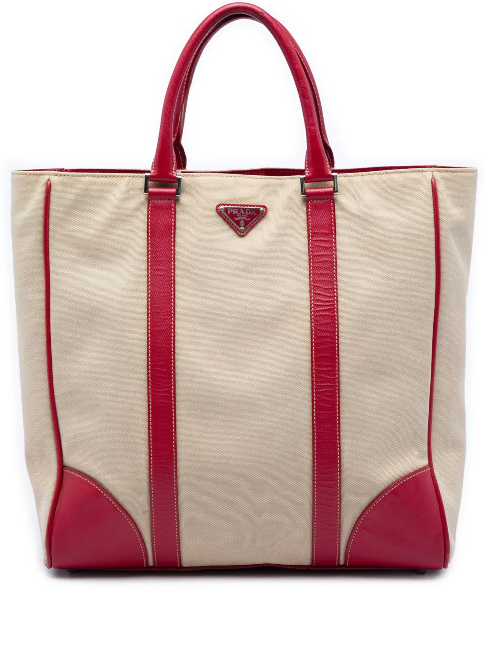 Prada Pre-Owned 2013-2026 Saffiano Trimmed Canvas tote bag - Rot