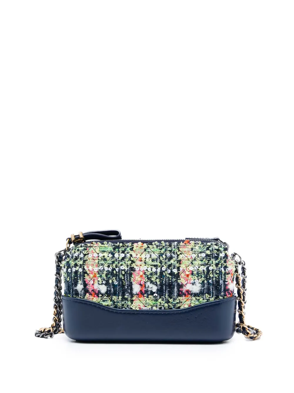CHANEL Pre-Owned 2019 Tweed Gabrielle Double Zip Clutch with Chain crossbody bag - Blu