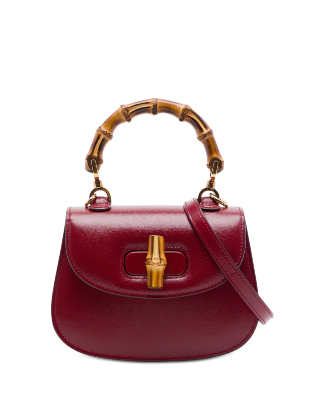 Gucci Pre-Owned 2016-2026 Mini Calfskin 1947 Bamboo Top Handle Bag satchel - Rosso