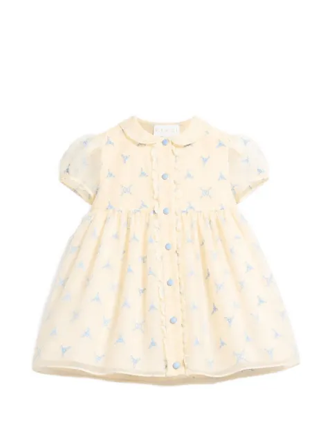 Gucci Kids embroidered ruffle-trim dress