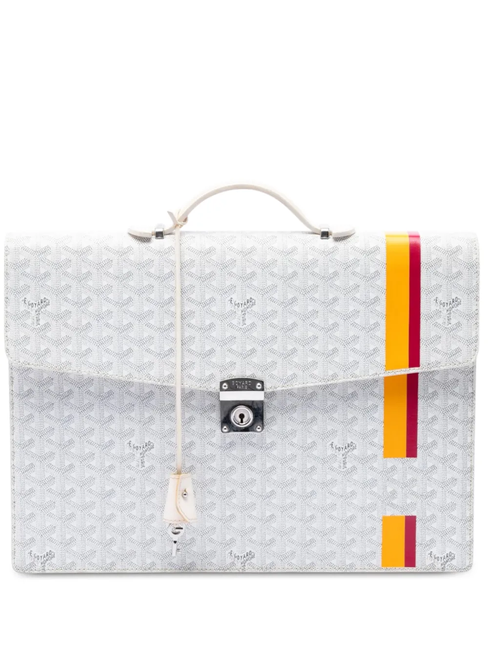 Goyard Pre-Owned 2010 Goyardine Stripe Serviette Chypre business bag - Bianco