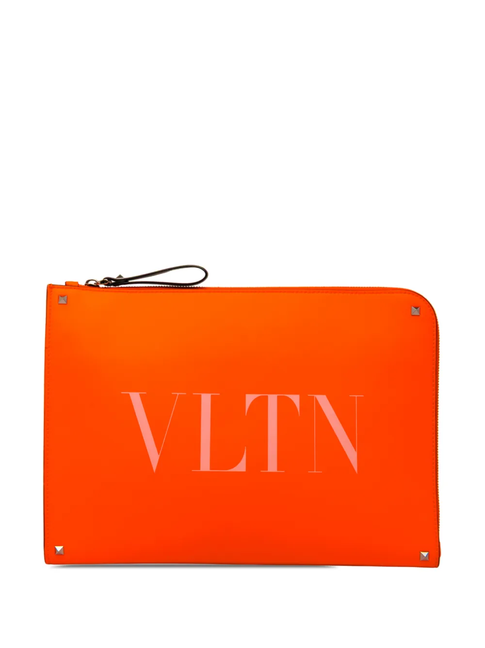Valentino Garavani Pre-Owned 2018-2026 Leather Rockstud VLTN Document Case clutch bag - Arancione