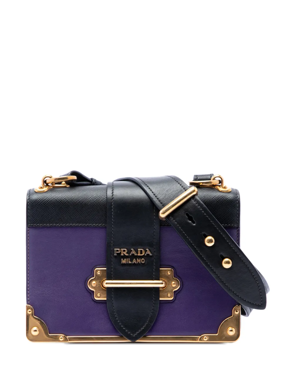 Prada Pre-Owned 2010-2026 Saffiano Trimmed City Calf Cahier crossbody bag - Viola