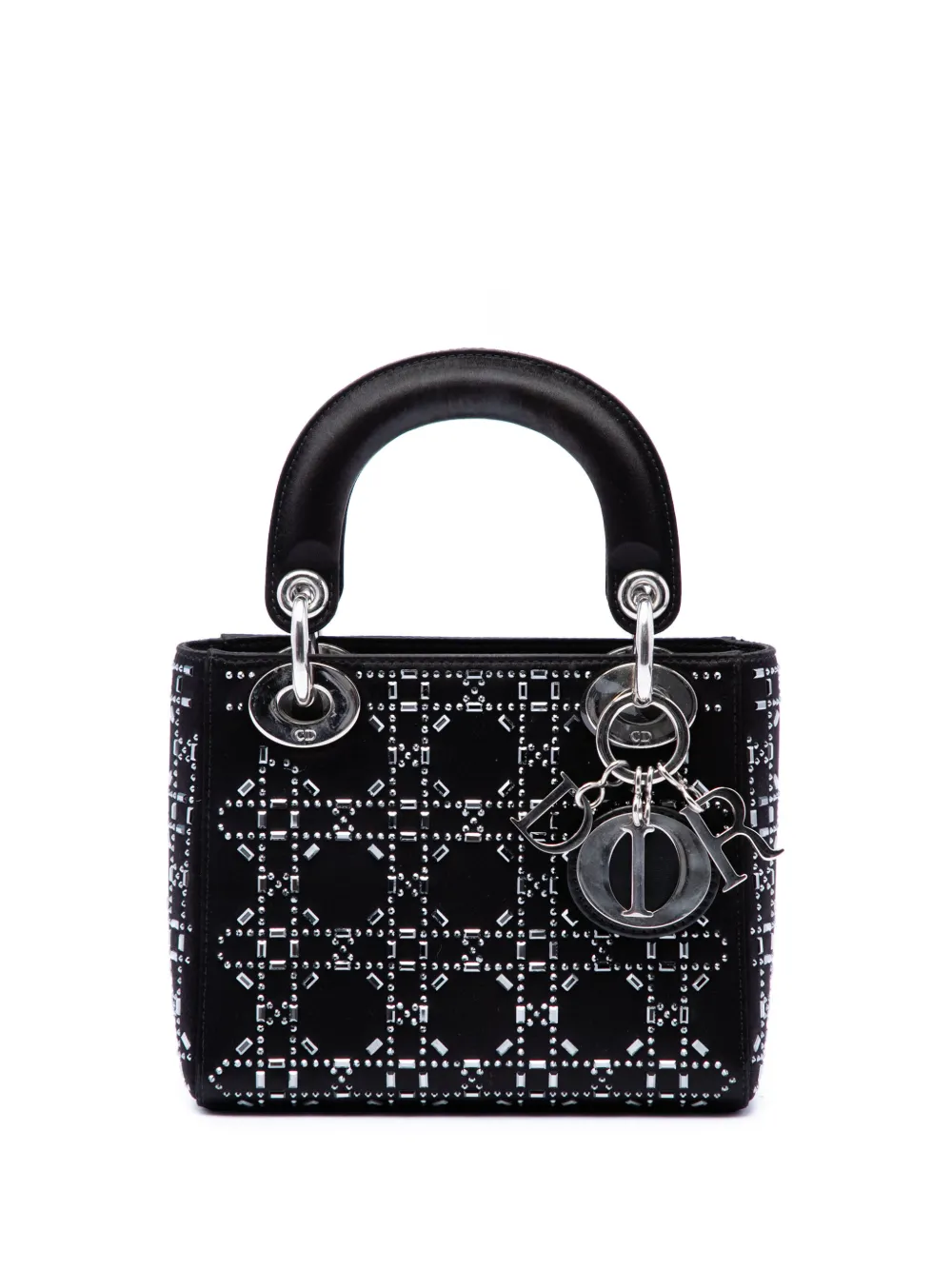 Christian Dior Pre-Owned 2020 Mini Satin Cannage Crystal Embellished Lady Dior satchel - Schwarz