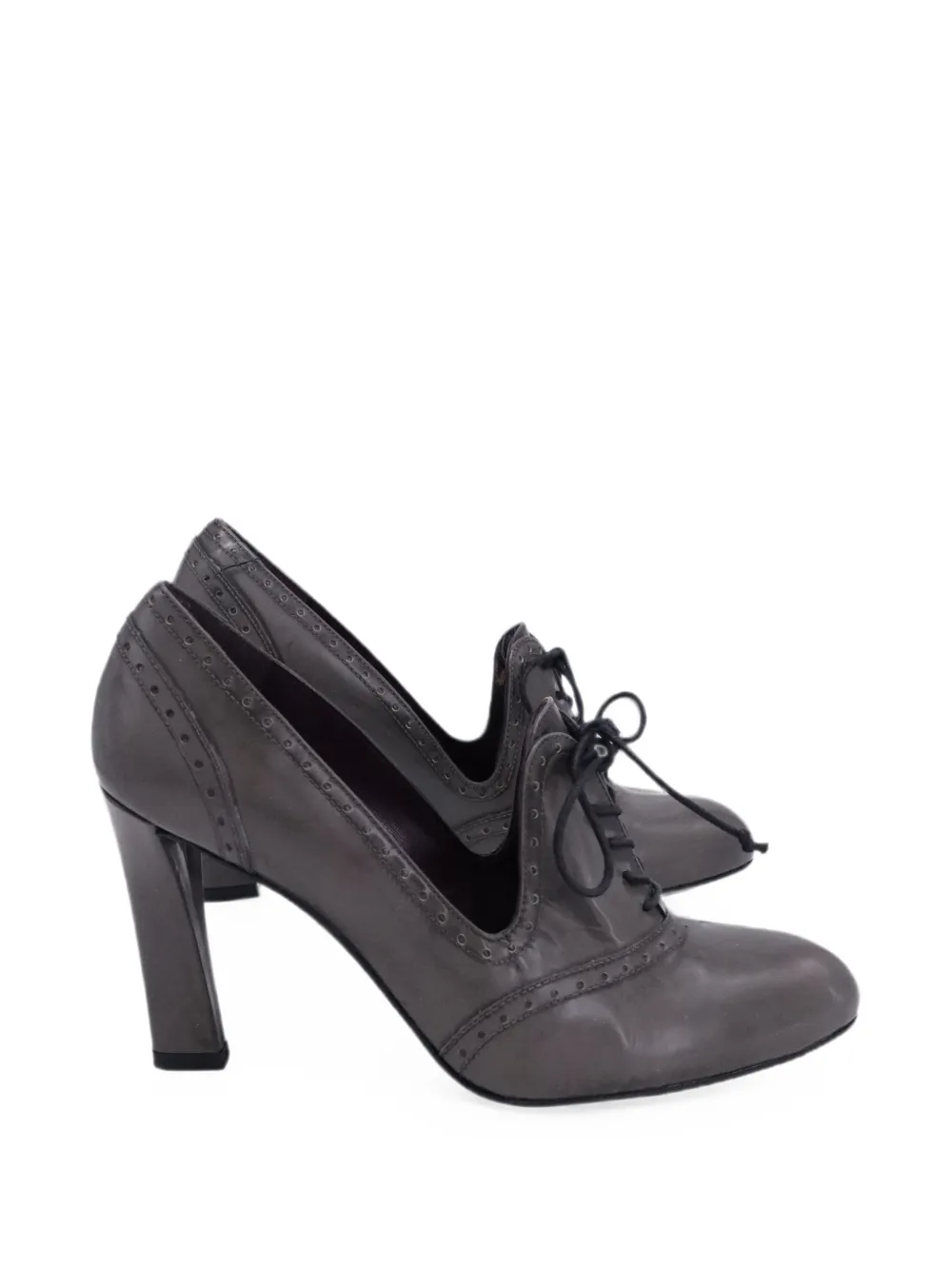 Pre-owned Stuart Weitzman Lace-up Wingtip Pumps In Grey