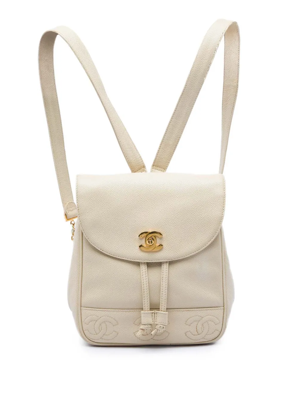 CHANEL Pre-Owned 1994-1996 Caviar Triple CC backpack - Bianco