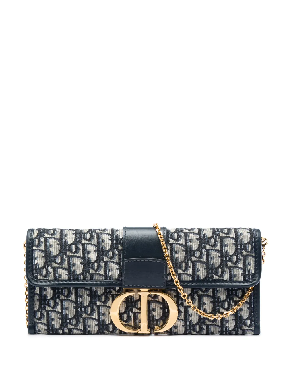 Christian Dior Pre-Owned 2019 Oblique Canvas 30 Montaigne Clutch With Chain crossbody bag - Blau