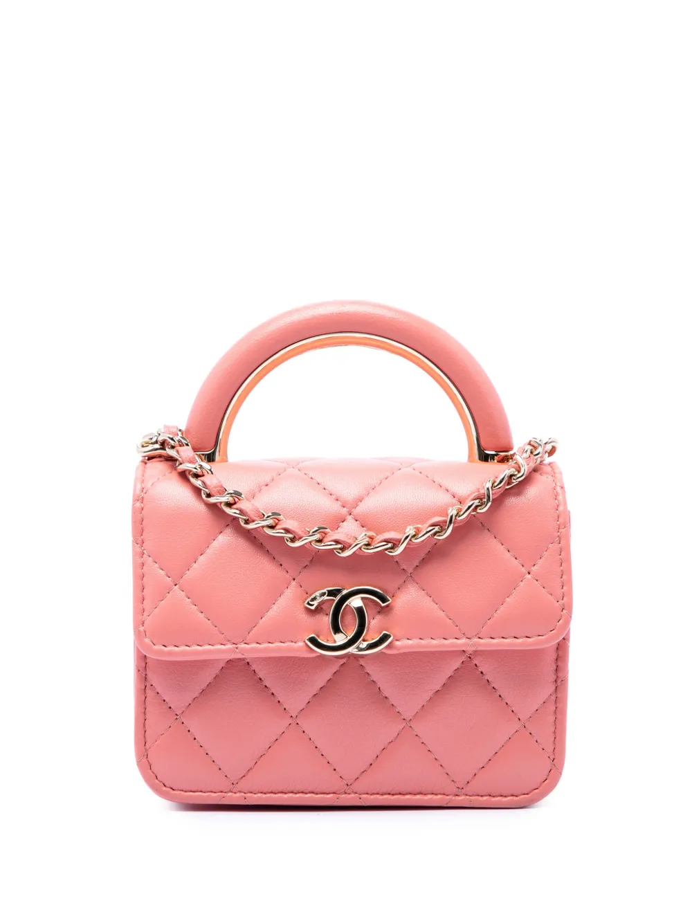 CHANEL Pre-Owned 2021-2026 Mini Lambskin Paris Le19M Charming Top Handle Flap satchel - Rosa