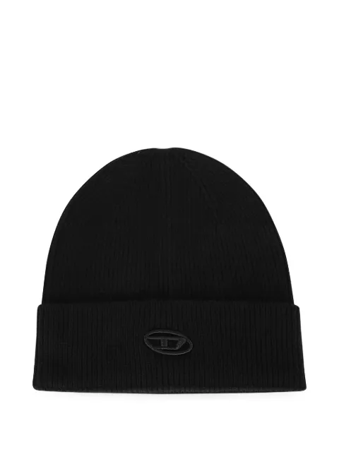 Diesel ribbed beanie with D embroidery