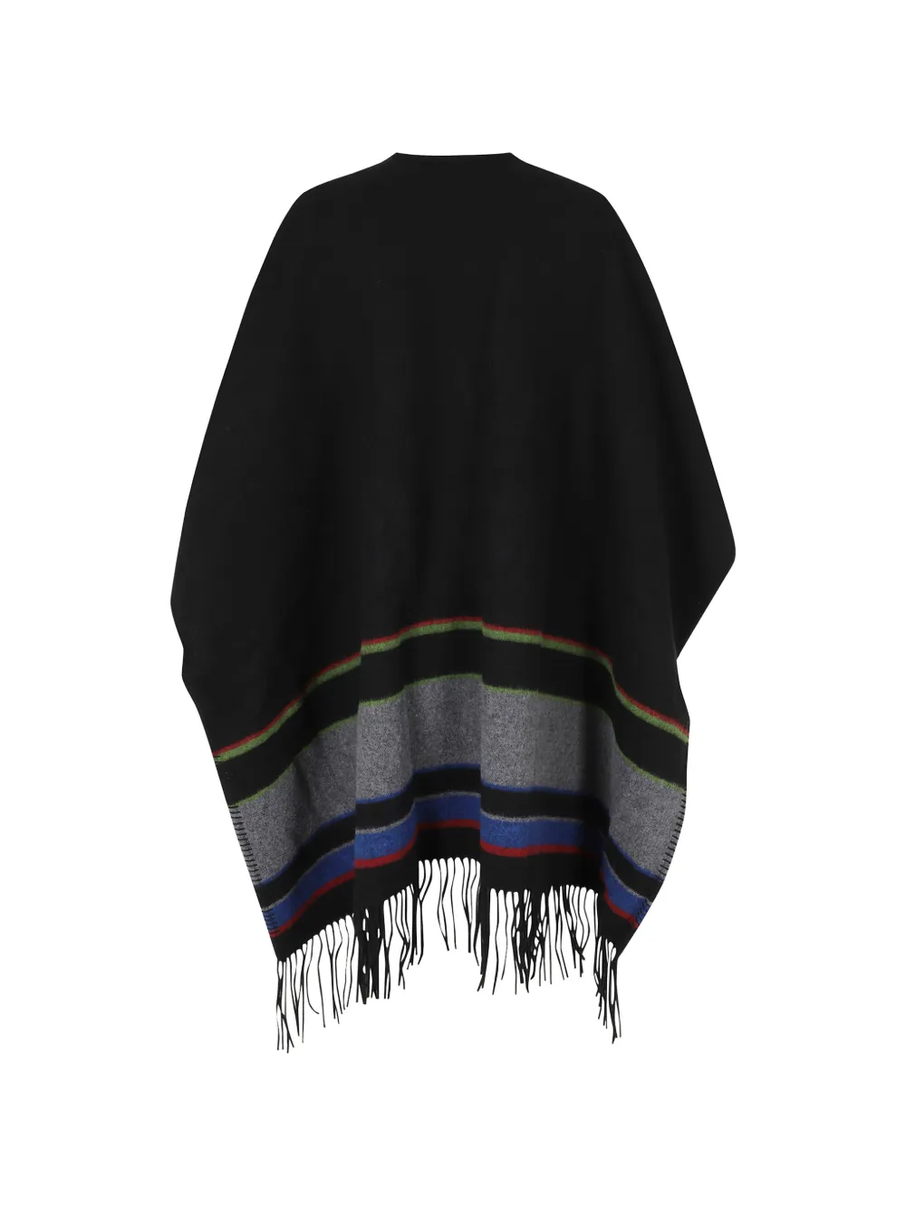 Fay striped fringed cape Zwart