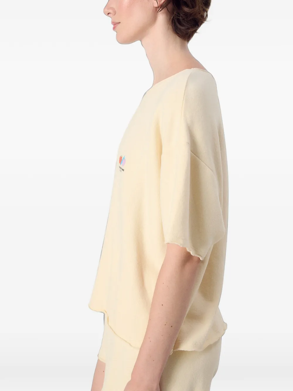 American Vintage Atubay gerafeld T-shirt met grafische print Beige