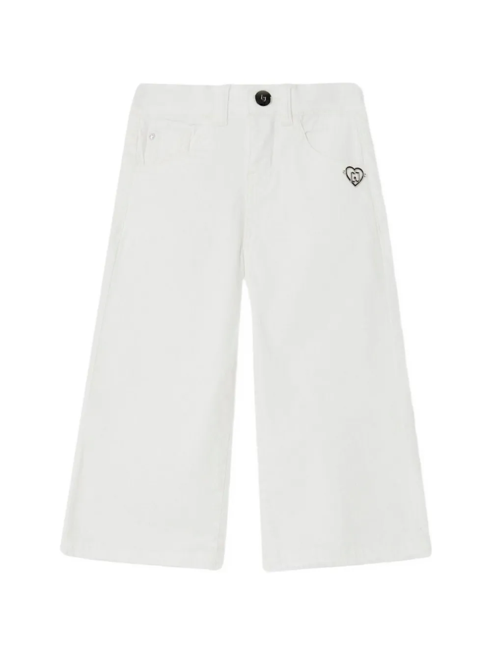 Liu Jo Kids logo-patch wide-leg jeans - Bianco