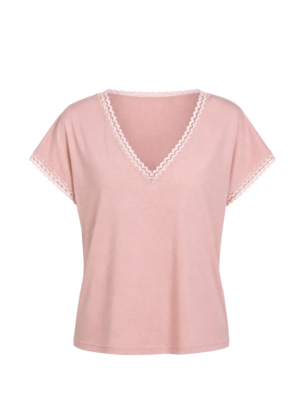 Molly Bracken lace-trim V-neck T-shirt