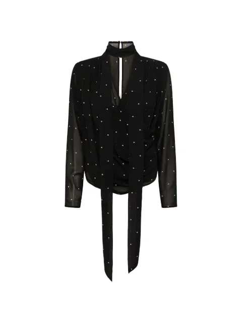 Gestuz polka-dot tie-neck blouse