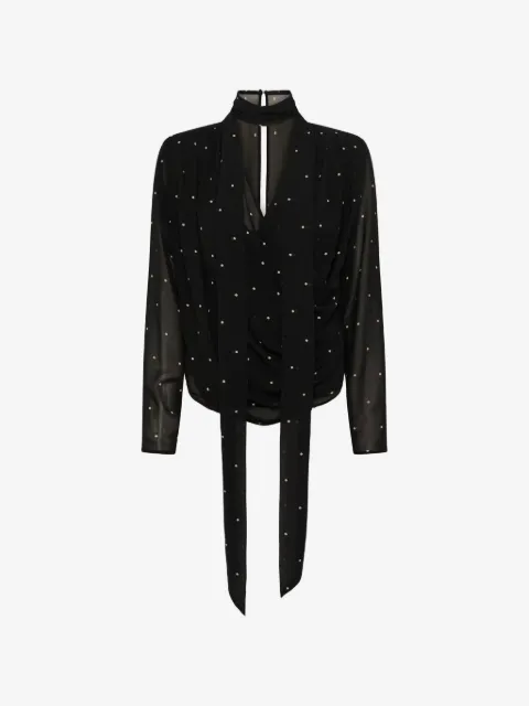 Gestuz polka-dot tie-neck blouse