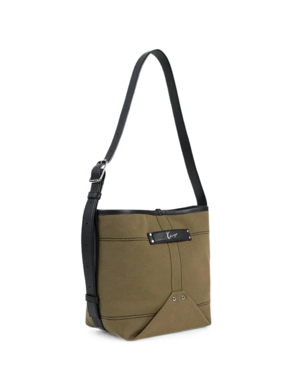 Kenzo Utility omkeerbare canvas kalfsleren bucket-tas Groen