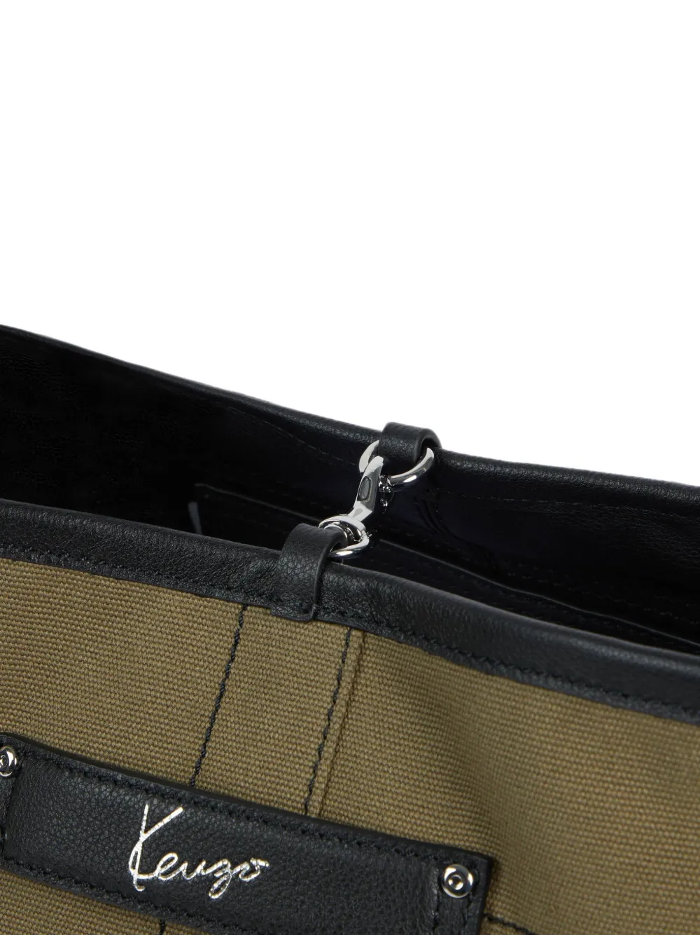 Kenzo Utility omkeerbare canvas kalfsleren bucket-tas Groen