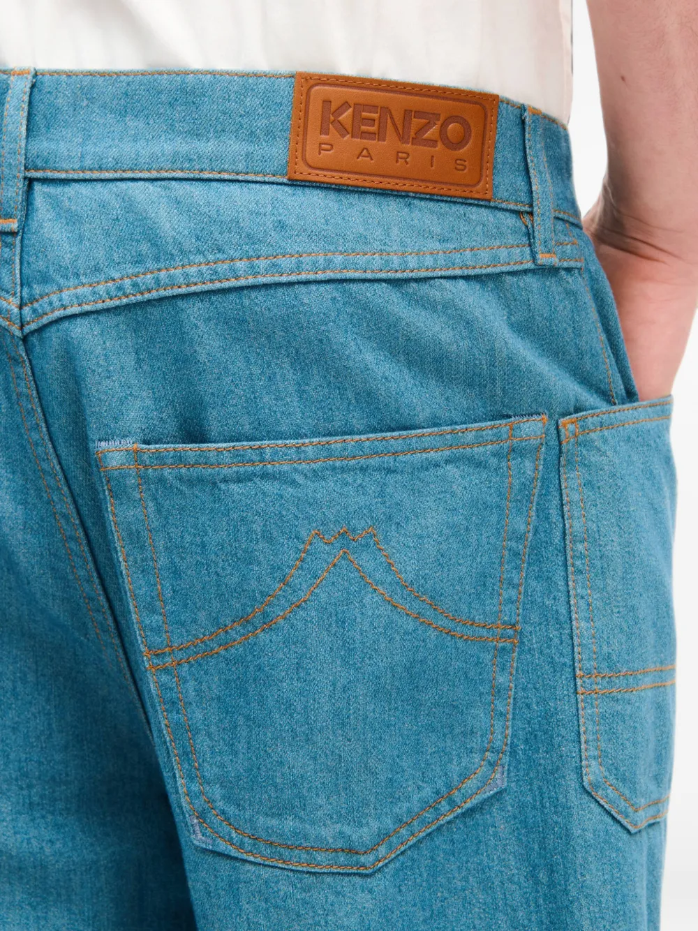 Kenzo Ruimvallende jeans met spoelwassing Blauw