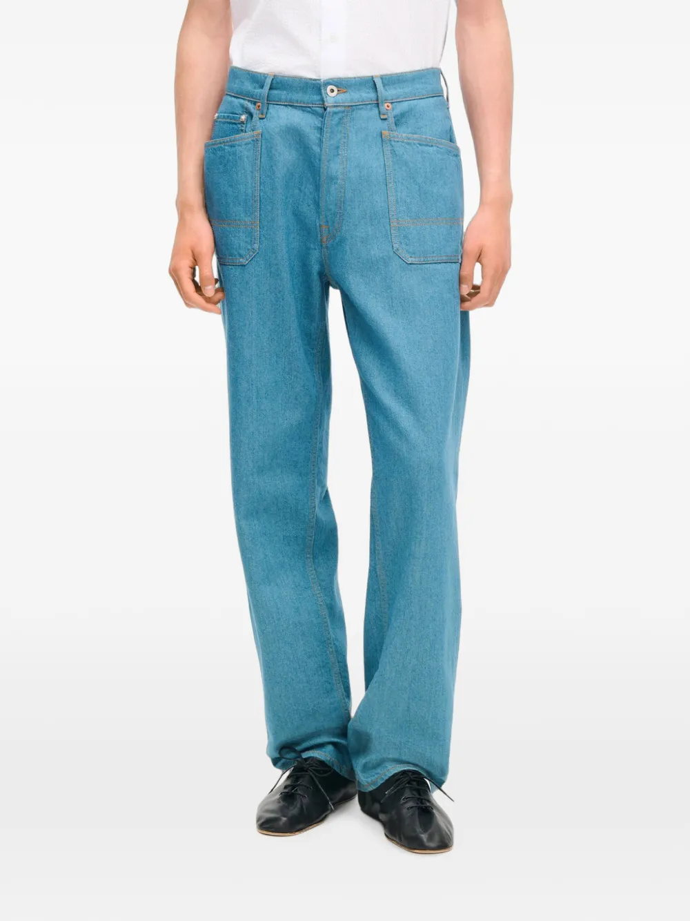 Kenzo Ruimvallende jeans met spoelwassing Blauw