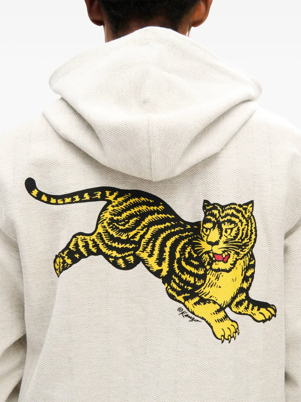 Kenzo Jumping Tiger hoodie met visgraatpatroon Grijs