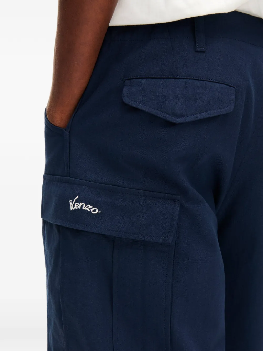 Kenzo Varsity cargo broek met borduurwerk Blauw