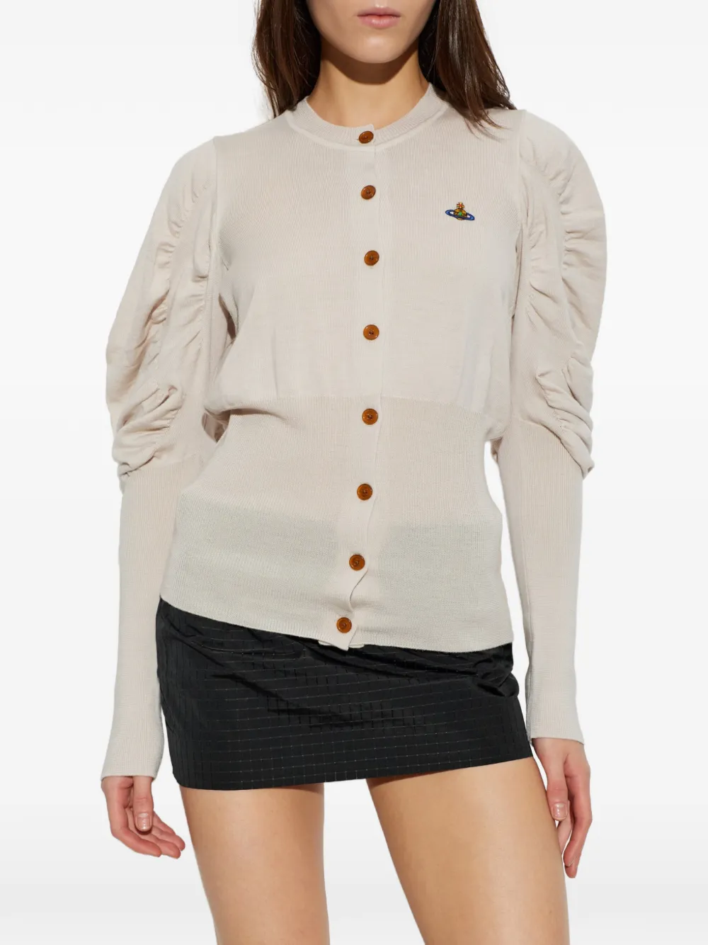 Vivienne Westwood Eli vest met ruches en geborduurde Orb Beige