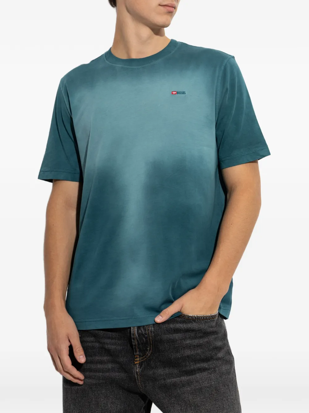 Diesel T-shirt met geborduurd logo Blauw