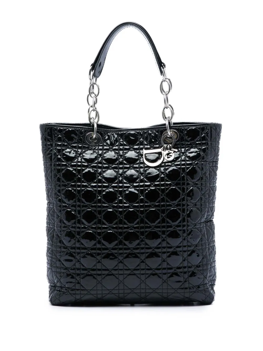 Christian Dior Pre-Owned 2010 Patent Cannage Lady Dior Soft Shopping tote bag - Schwarz