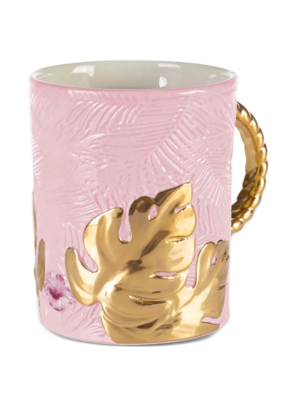VILLARI Acapulco leaf-appliqué textured mug - Rose