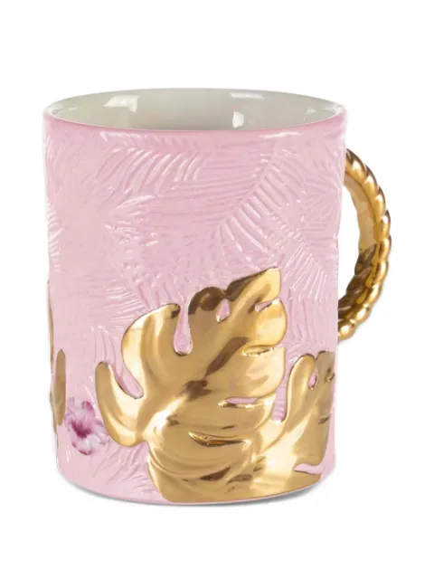 VILLARI Acapulco leaf-appliqué textured mug