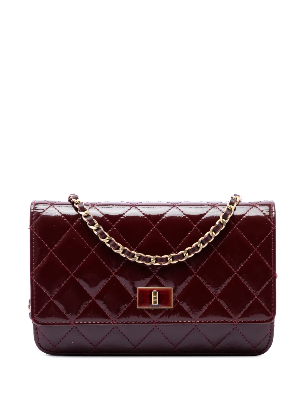 CHANEL Pre-Owned 2013-2014 Quilted Patent Reissue 2.55 Wallet On Chain crossbody bag - Rosso