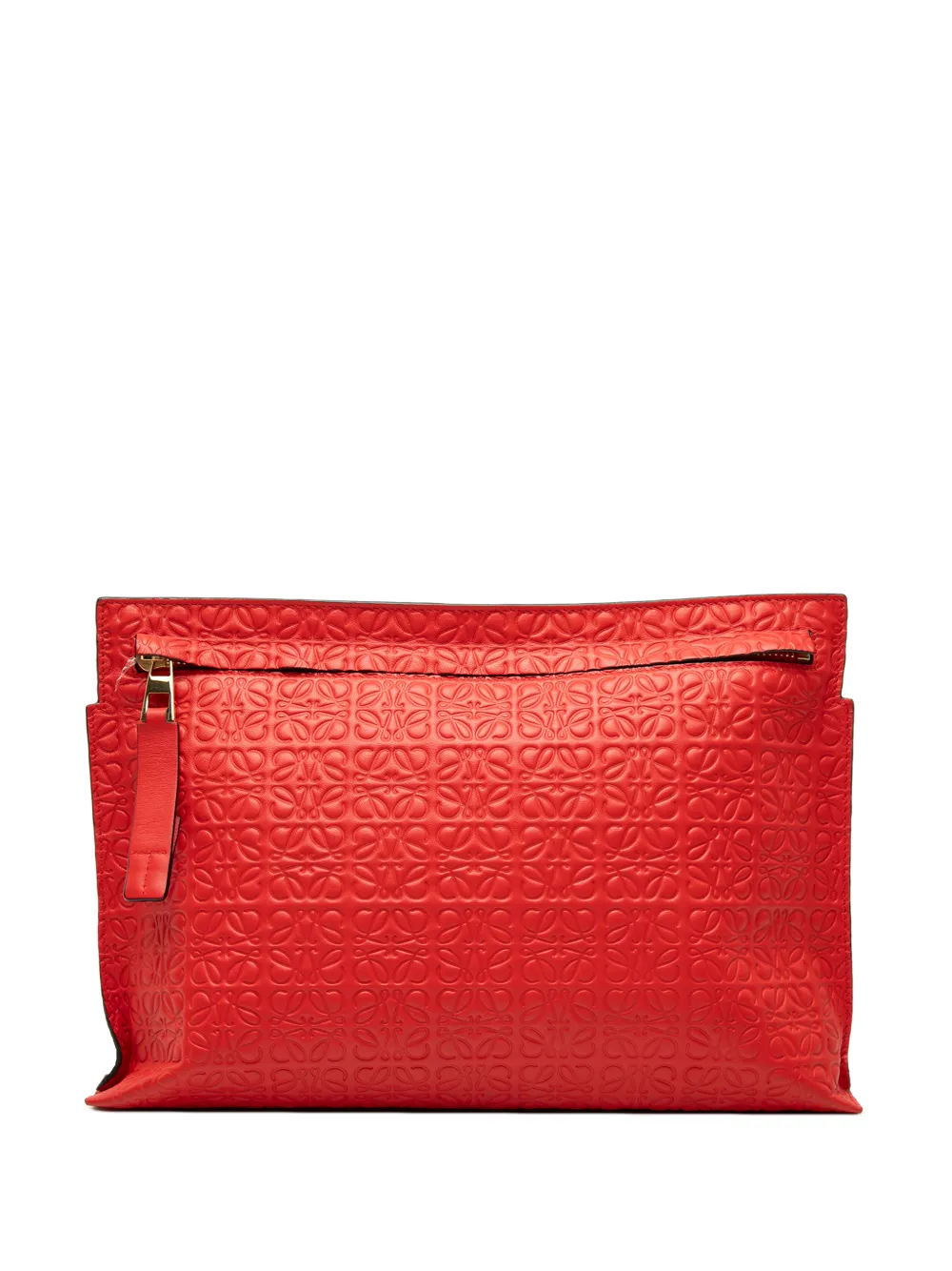 Loewe Pre-Owned 2017 Embossed Calfskin Anagram Repeat T Pouch clutch bag - Rot