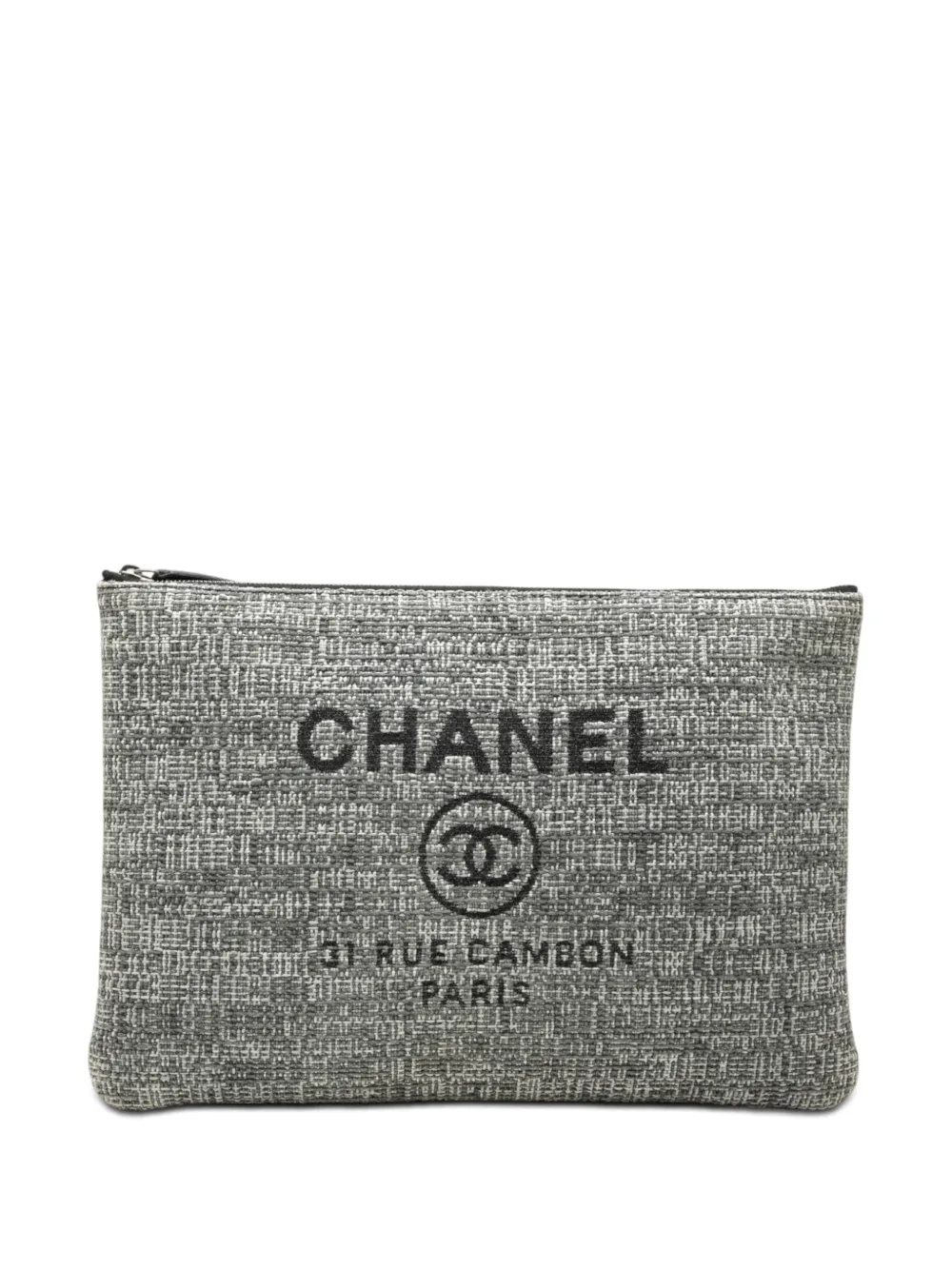 CHANEL Pre-Owned 2018 Large Tweed Deauville O Case clutch bag - Grigio